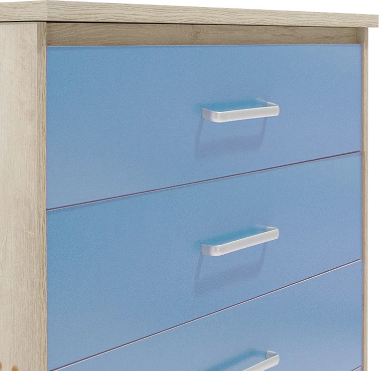Komodinë për fëmijë me 4 sirtarë, ngjyrë castillo-blu, 80x40x95