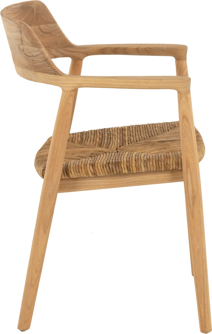 Karrige me krahë, dru teak dhe sedilje kashtë, FH9335, 58x53x79 cm