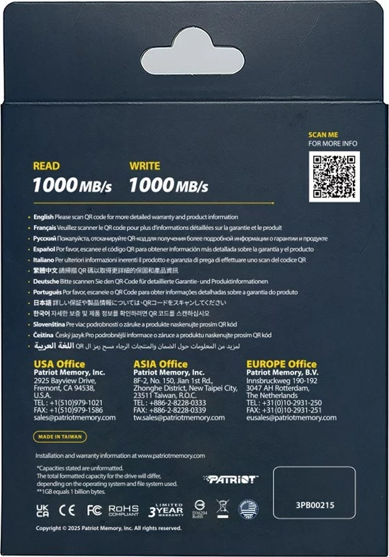 Disk i jashtëm Patriot Memory Transporter Lite 2 TB, USB Type-C 3.2 Gen 2, Zi