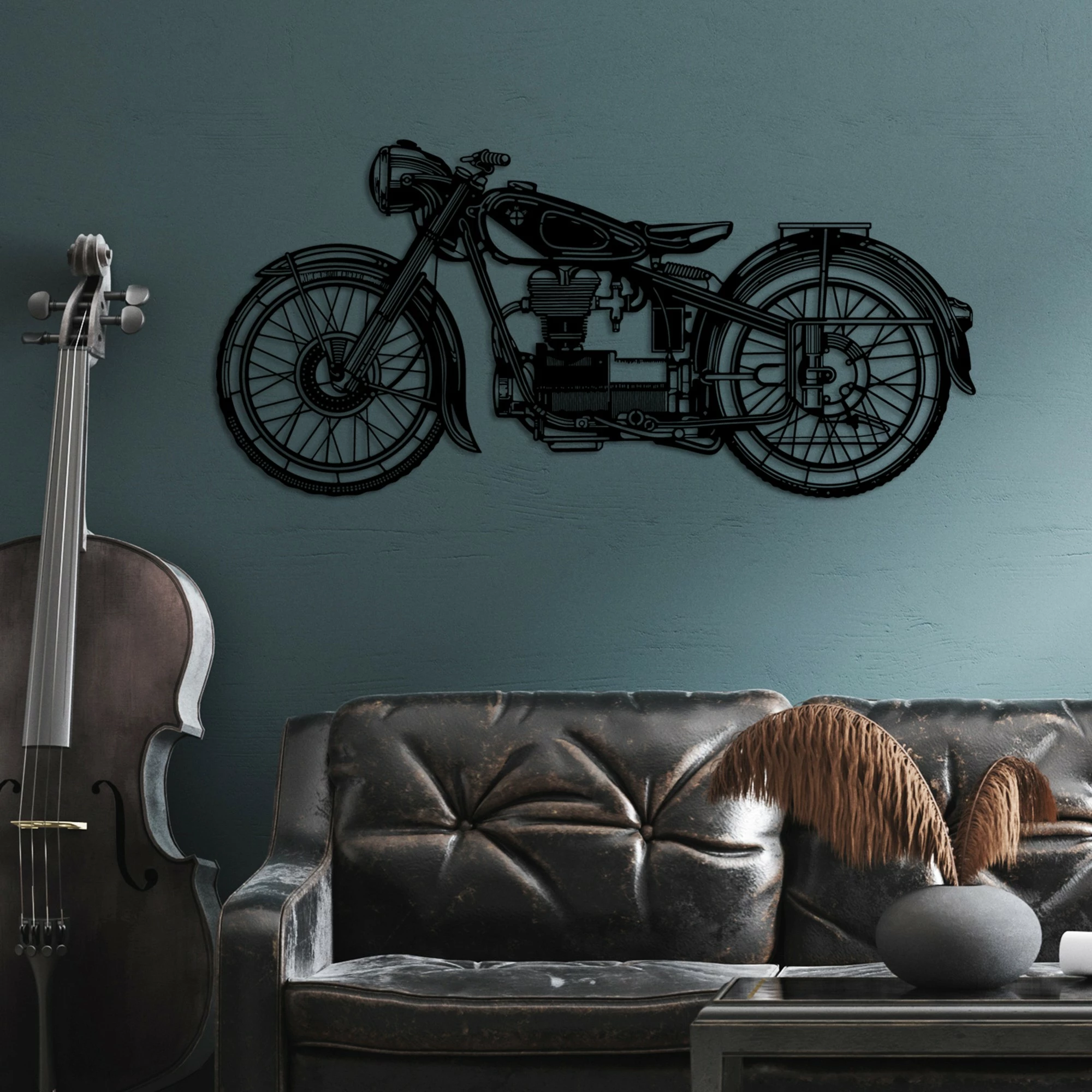 Aksesor dekorativ metalik për mur, Wallity Leeway-1, ngjyrë e zezë, 100x48cm