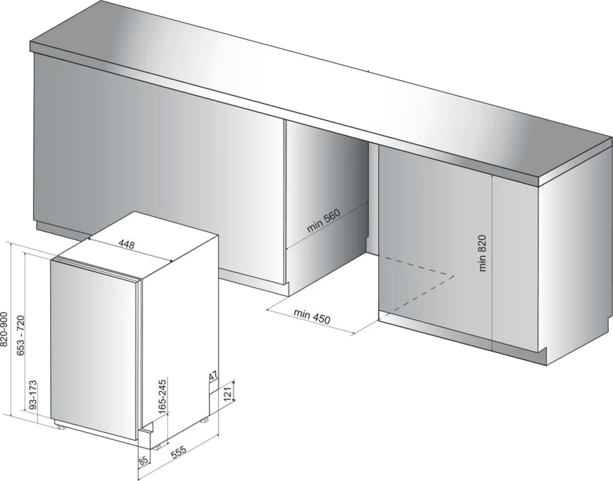 Enëlarëse e integruar plotësisht Whirlpool WSIC 3M27, 45 cm, 10 servise, klasa E, 6th Sense, FlexiSpace, argjendtë