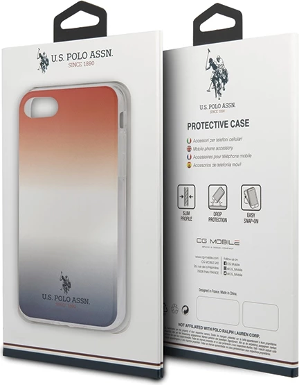 Mbështjellës U.S. Polo Assn. USHCI8TRDGRB për iPhone 7/8/SE 2020/SE 2022/6/6S, Pattern Gradient, kuqe-kaltër