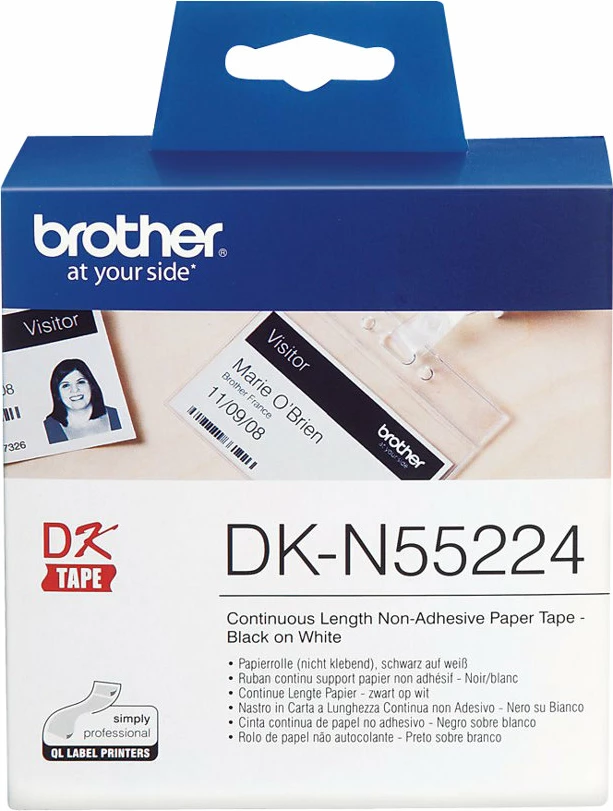 Rrolë etiketa Brother DK-N55224, 54mm, 30.5m, e bardhë me të zezë