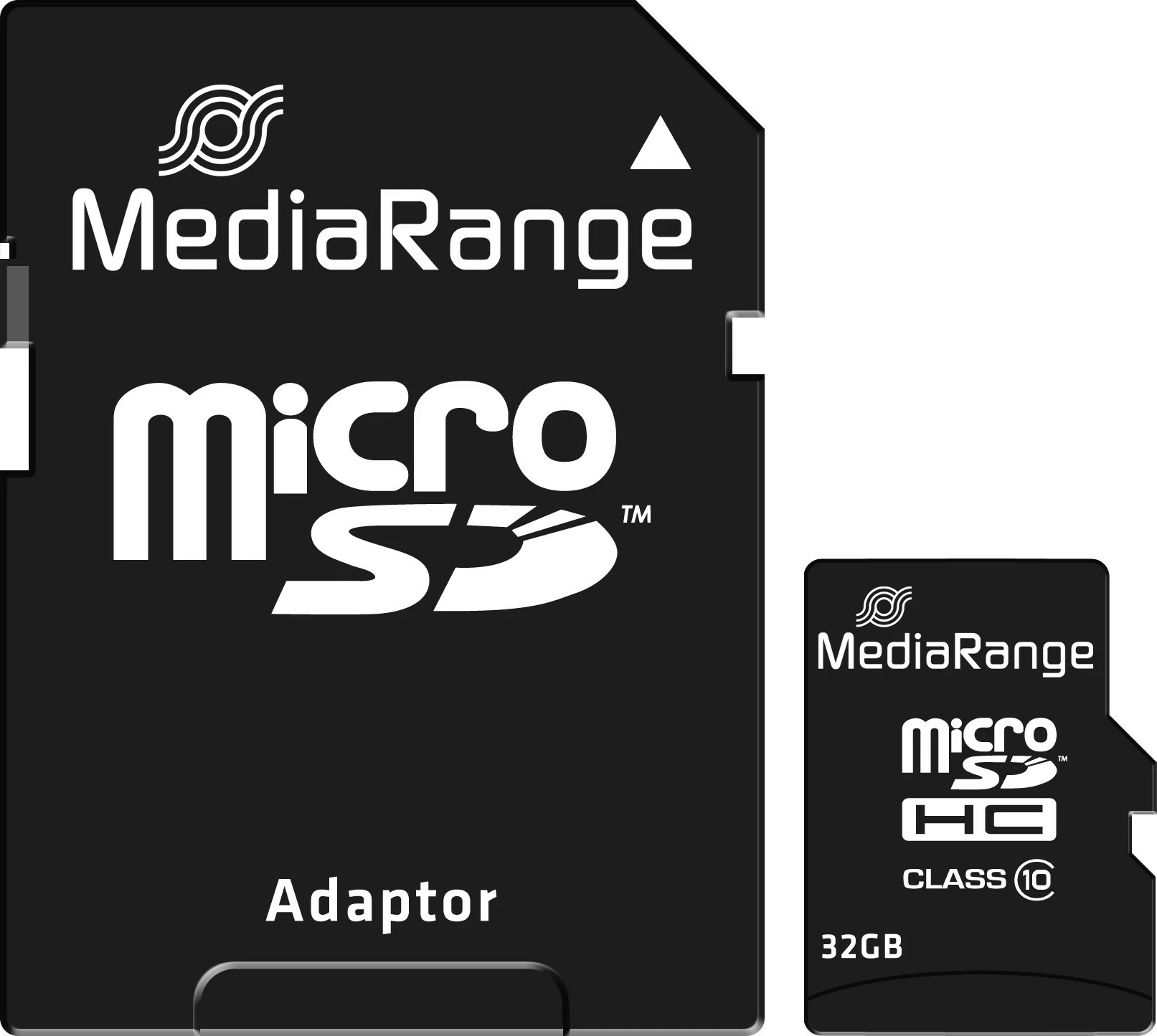 MicroSDHC kartelë MediaRange 32GB, Class 10, me adapter, e zezë