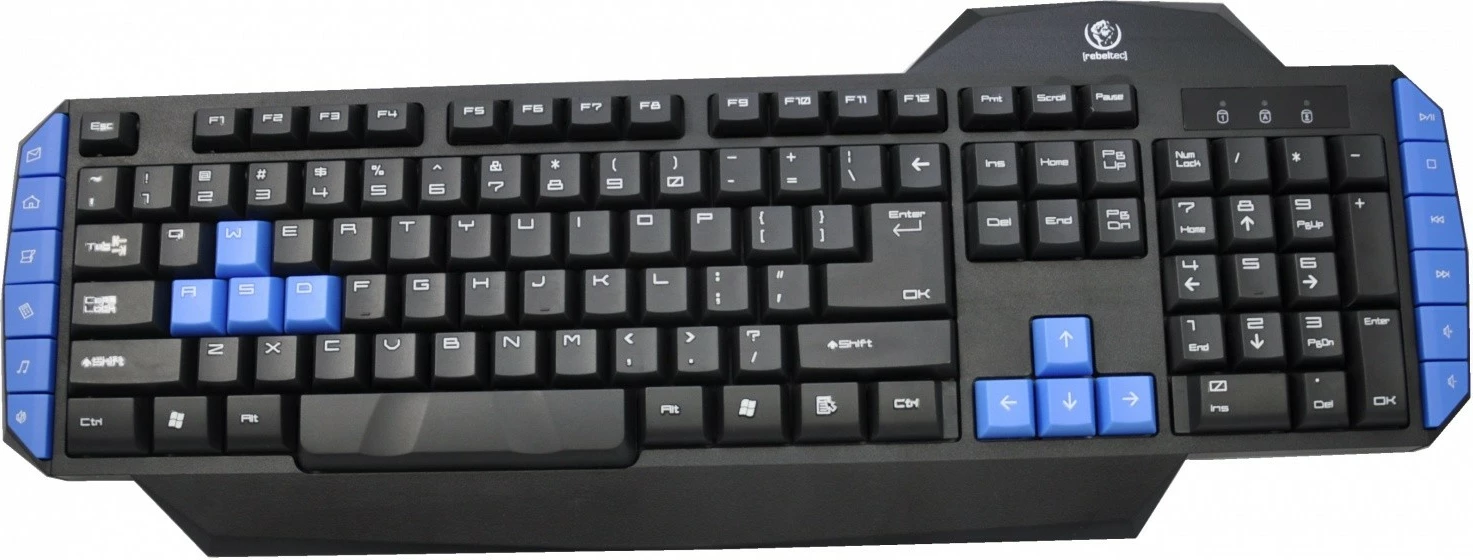 Tastierë gaming Rebeltec Warrior, USB, me kabllo, Zezë/Blu