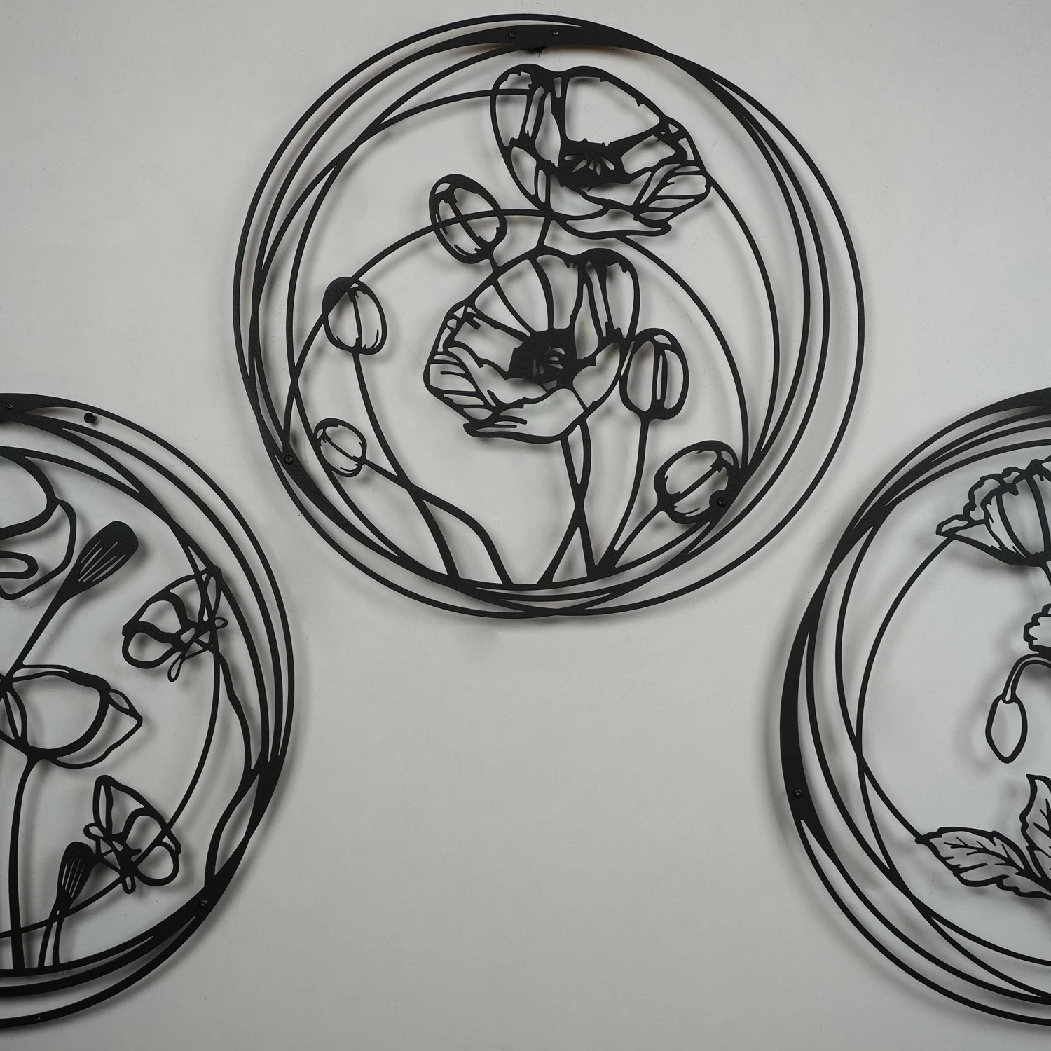 Aksesor dekorativ metalik për mur, lule opiumi, Wallity, APT356MS