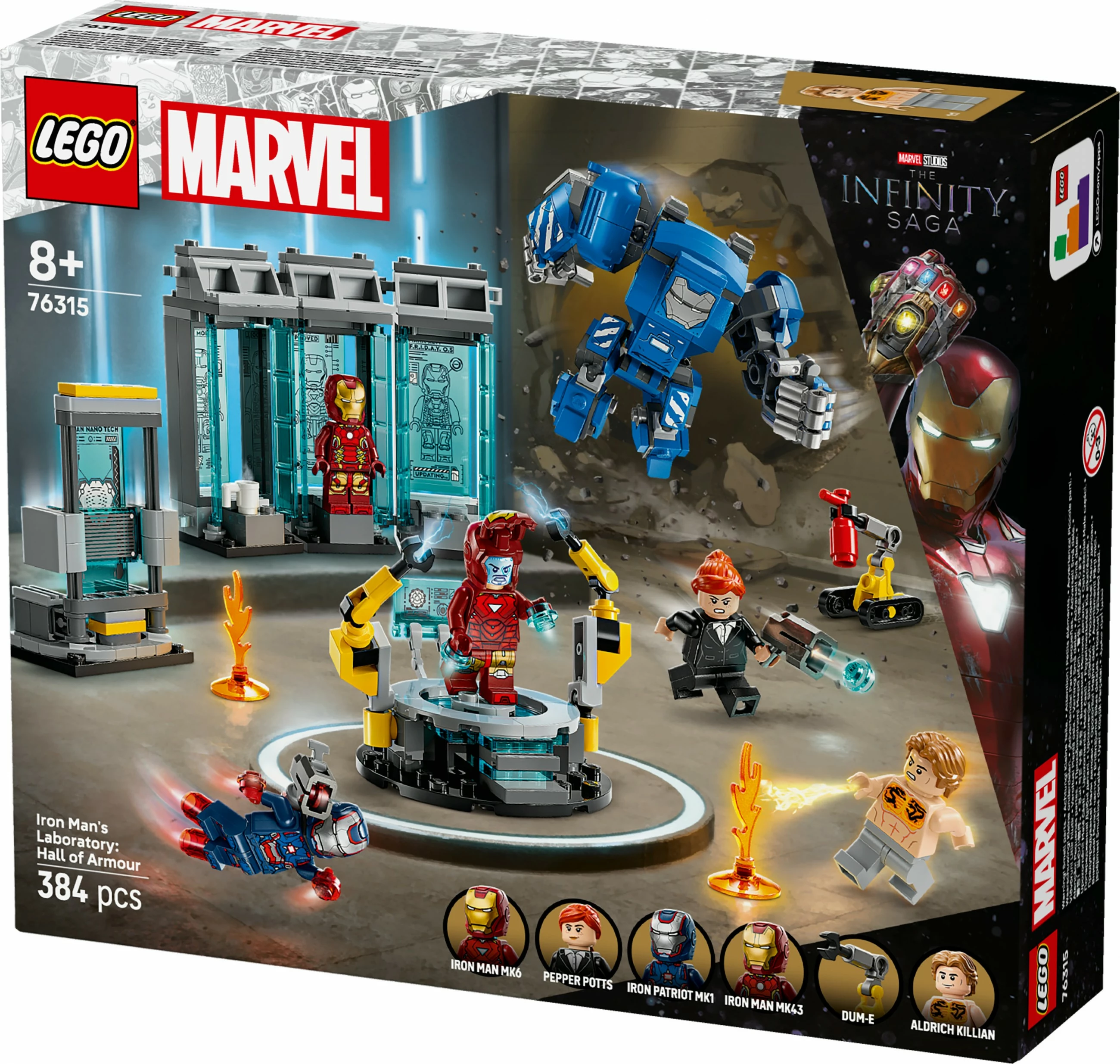 Set ndërtimi LEGO Iron Man's Laboratory: Hall of Armour, 384 pjesë, shumëngjyrësh