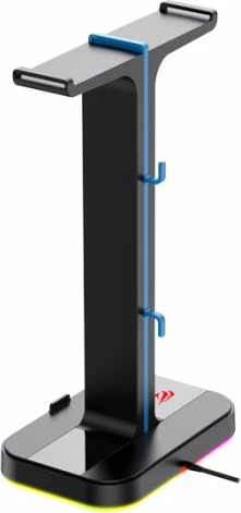 Mbajtës kufjesh HAVIT Gamenote TH650, dual, RGB LED, 2x USB, i zi