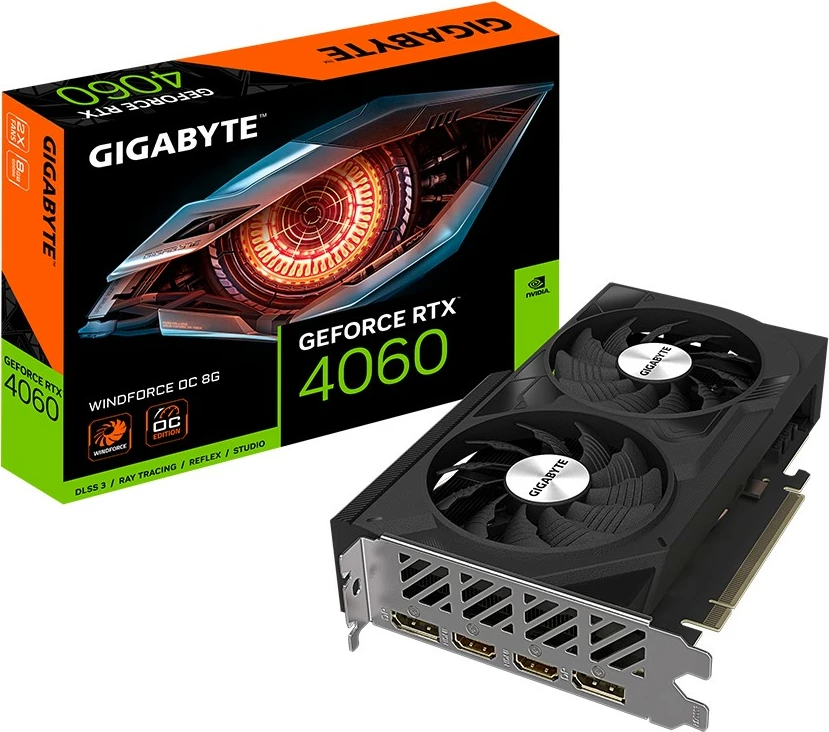 Kartelë grafike Gigabyte GeForce RTX 4060 WINDFORCE OC 8G, 8 GB, GDDR6, e zezë