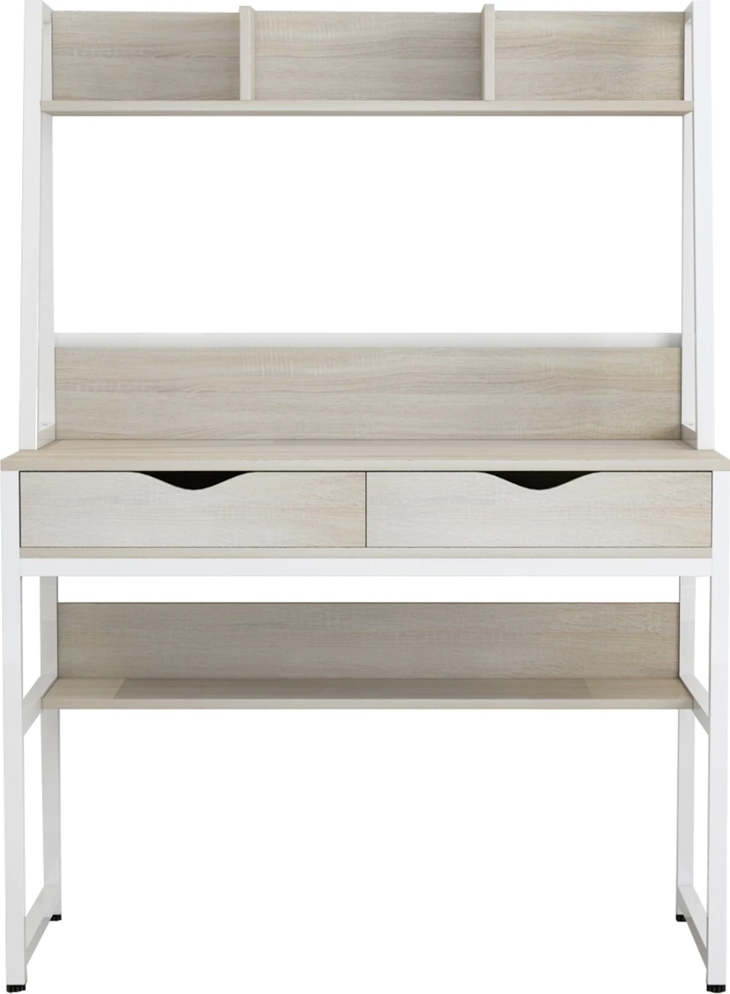 Tavolinë me raft FH2390.13 melaminë në ngjyrë Sonama & kornizë metalike e bardhë 100x48x139H cm