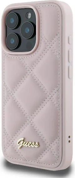 Mbështjellës Guess Quilted Metal për iPhone 16 Pro, Rozë