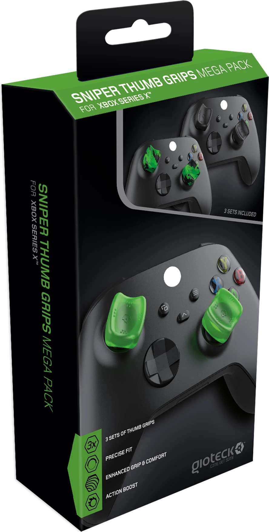 Kapëse për analog Gioteck Sniper Mega Pack, për Xbox Series X/S, gjelbër, pako 3 sete
