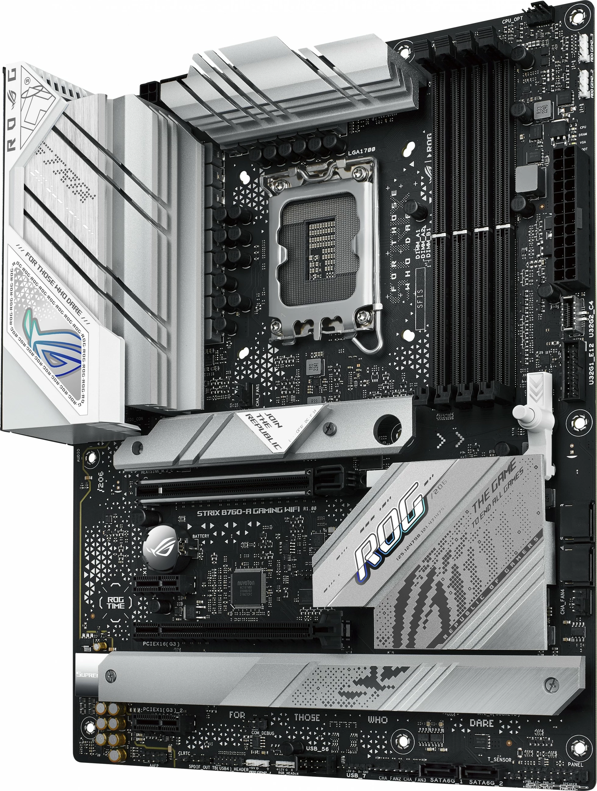 Pllakë amë ASUS ROG STRIX B760-A GAMING WIFI, Intel LGA 1700, DDR5, ATX, Wi-Fi, bardhë/argjend