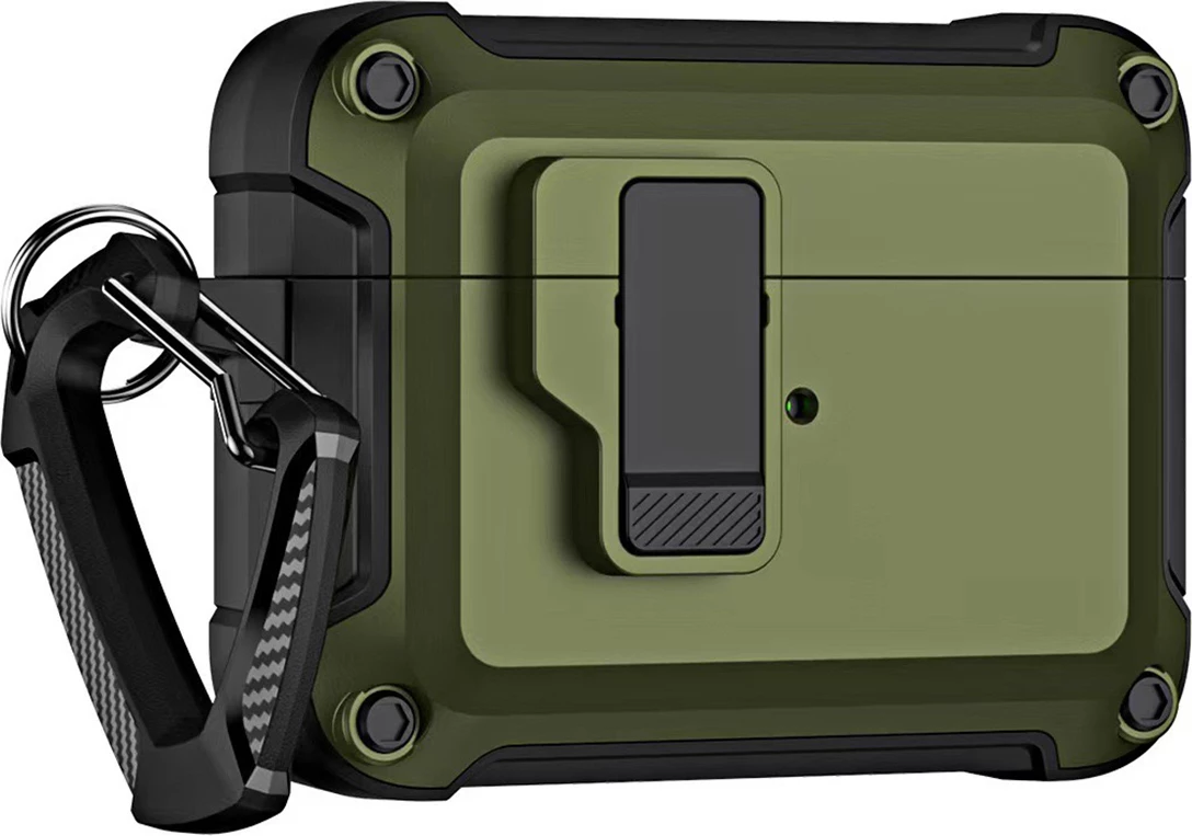 Mbështjellës Hurtel Pro Armor për AirPods 4 me karabiner, Gjelbër