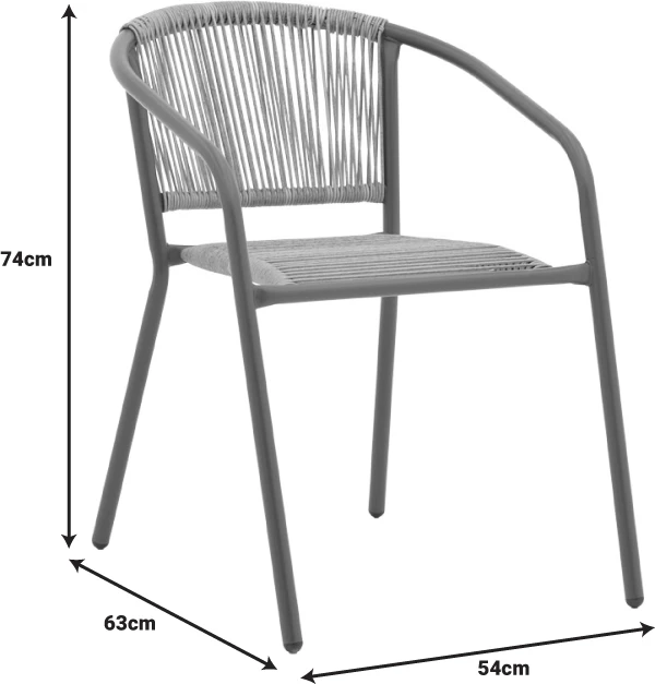 Karrige metalike e grumbullueshme, ngjyrë gri e errët dhe ratan natyral, 54x63x74cm