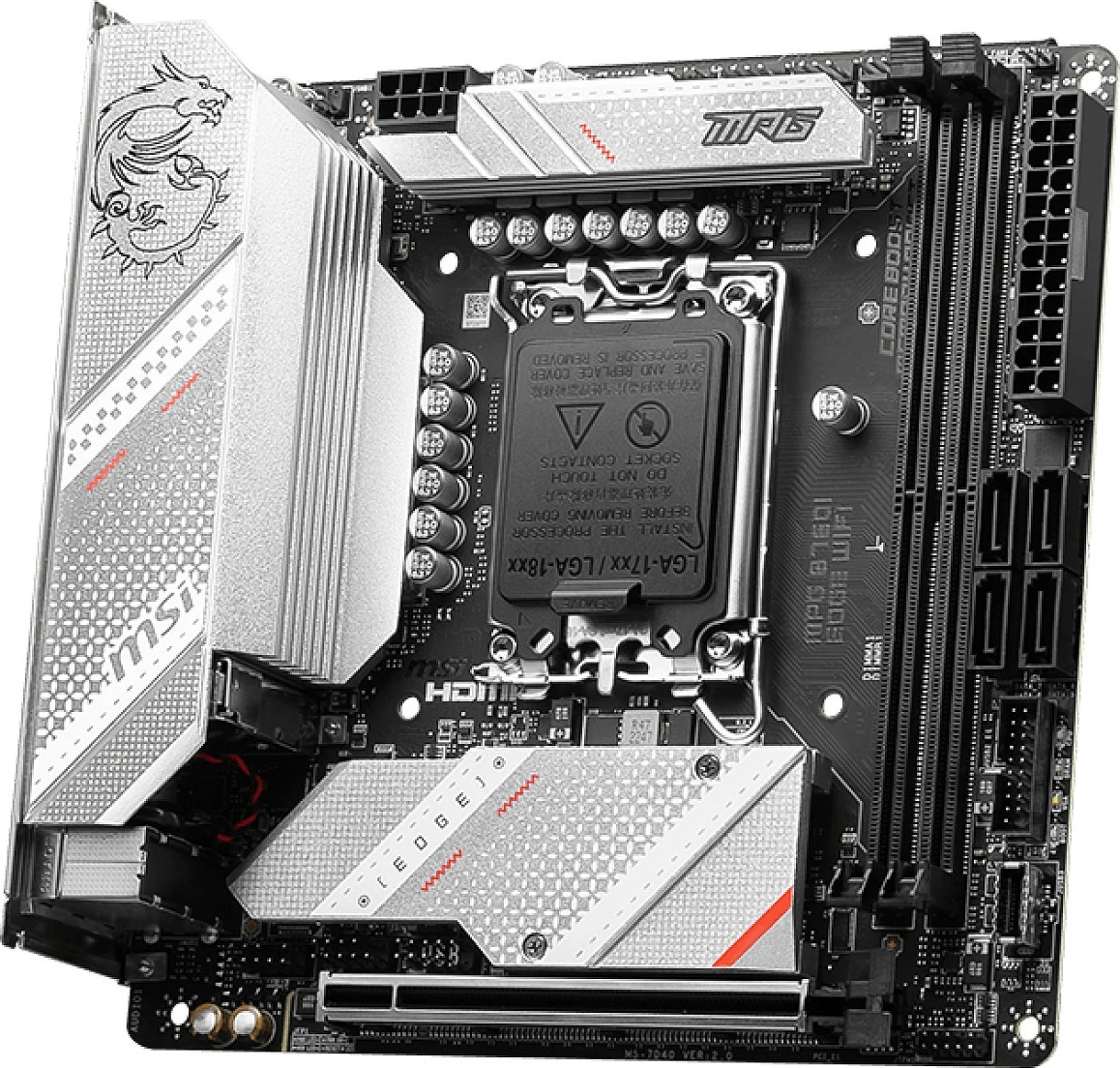 Pllakë amë MSI MPG B760I Edge mITX, Intel, WiFi, bardhë