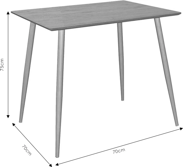 Tavolinë me karrige, ngjyrë e zezë-sonoma, set prej 3 pjesësh, 70x70x75cm