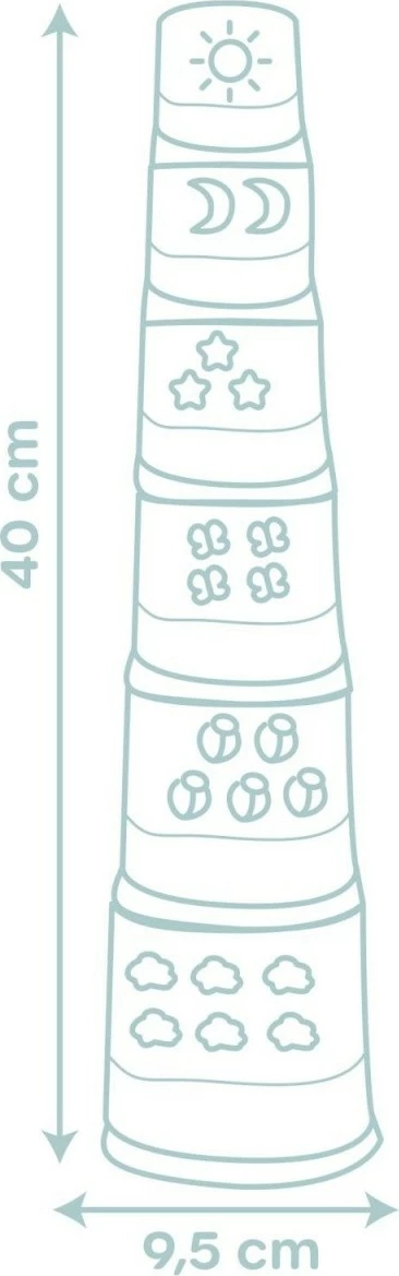 Lodër edukative Smoby Magic Pyramid Tower, 6 pjesë, shumëngjyrëshe