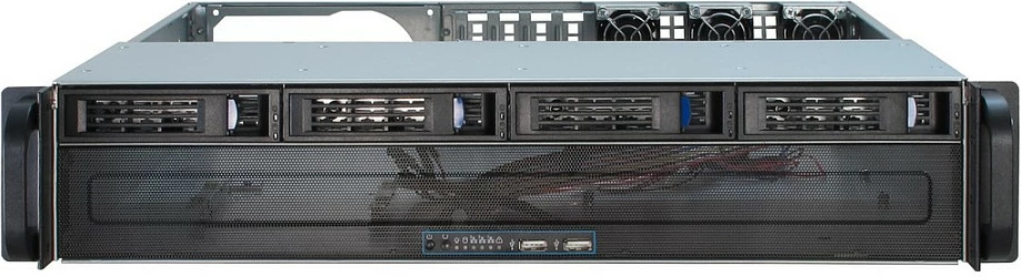 Kasë serveri Inter-Tech IPC 2U-2404S, rack 2U, micro ATX/Mini-ITX, 5x3.5", hot-swap, zezë/argjendtë