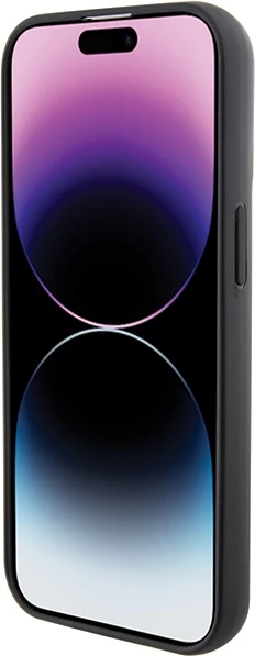 Mbështjellës Karl Lagerfeld Glitter Ikonik Logo Metal për iPhone 15, i zi