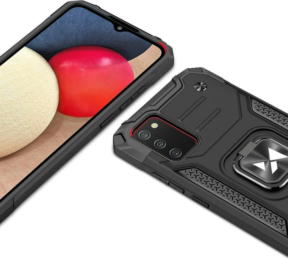 Mbështjellës Wozinsky Ring Armor për Samsung Galaxy A03s, me mbajtëse unaze, i zi