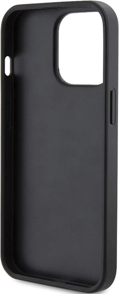 Mbështjellës Guess 4G Triangle Metal Logo për iPhone 14 Pro Max, i zi