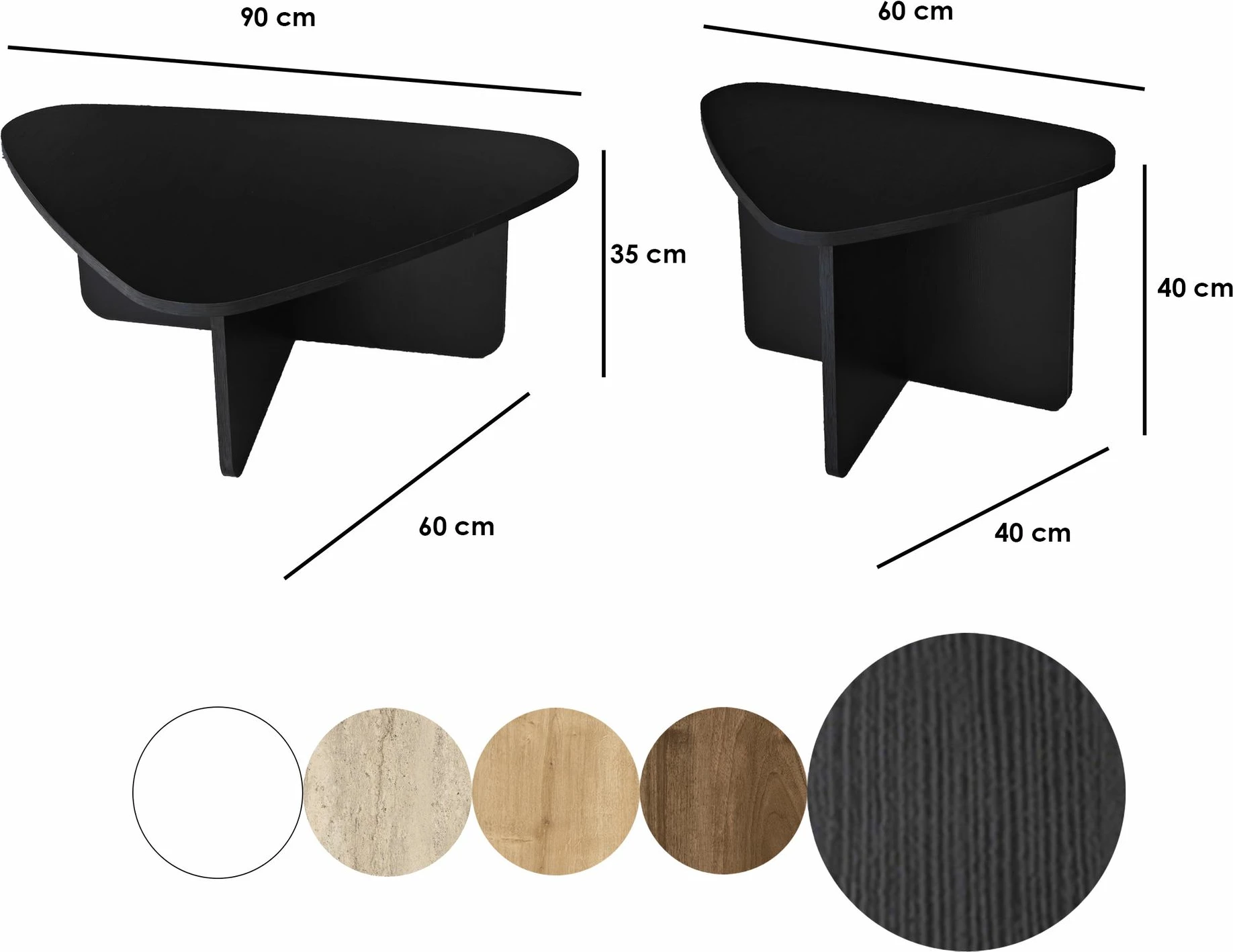 Set tavolinash kafeje Skye Decor, Ballare, e zezë