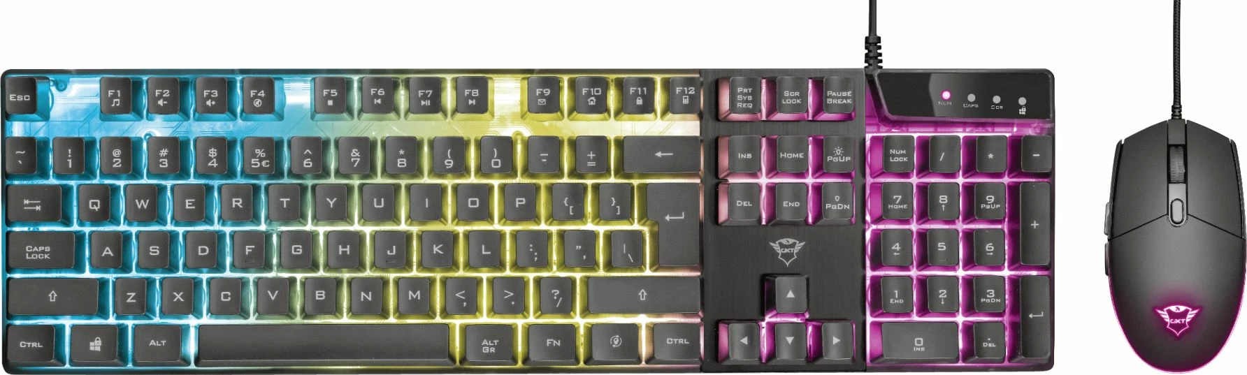 Set tastierë gaming + Maus Trust GXT 838 Azor 23472, me kabllo, RGB, 3000 DPI, e zezë
