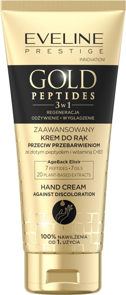 Krem për duar për femra Eveline Cosmetics Gold Peptides Advanced kundër njollave, 75ml