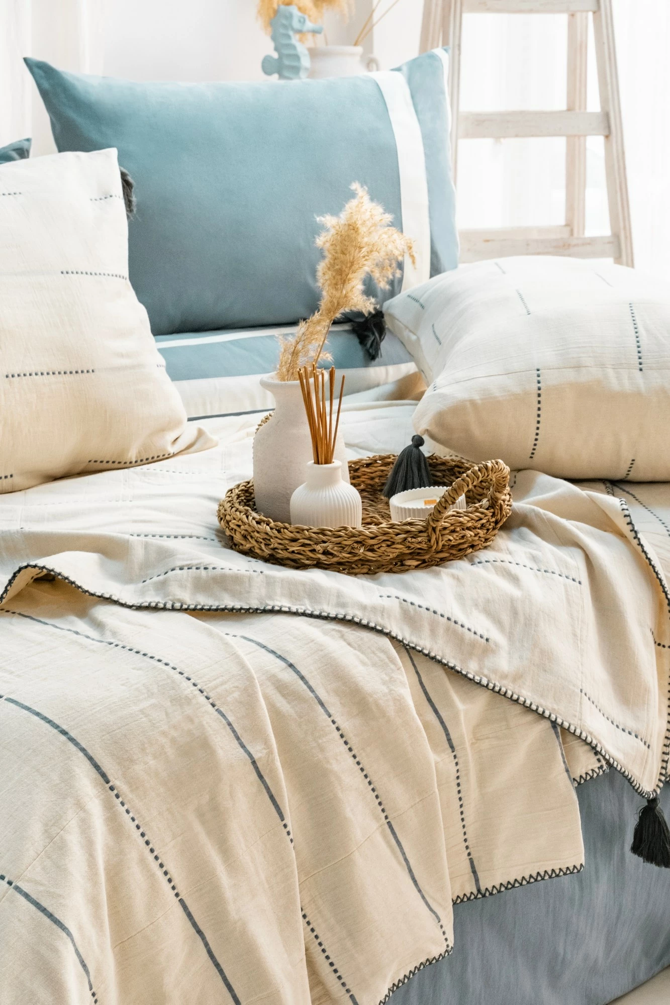 Set mbulesash për shtrat dopio, L'Essentiel Linge de Maison, Eva, ngjyrë kaltër