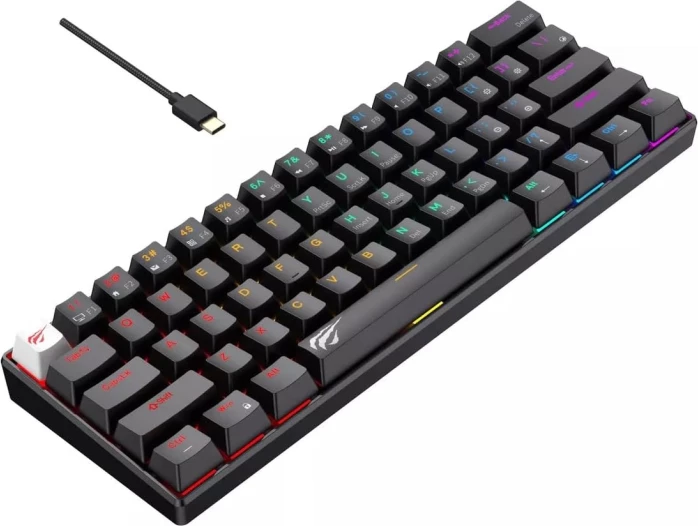 Tastierë mekanike HAVIT Gamenote HV-KB903L, 61 tasta, USB, ndriçim RGB, layout EN, e zezë