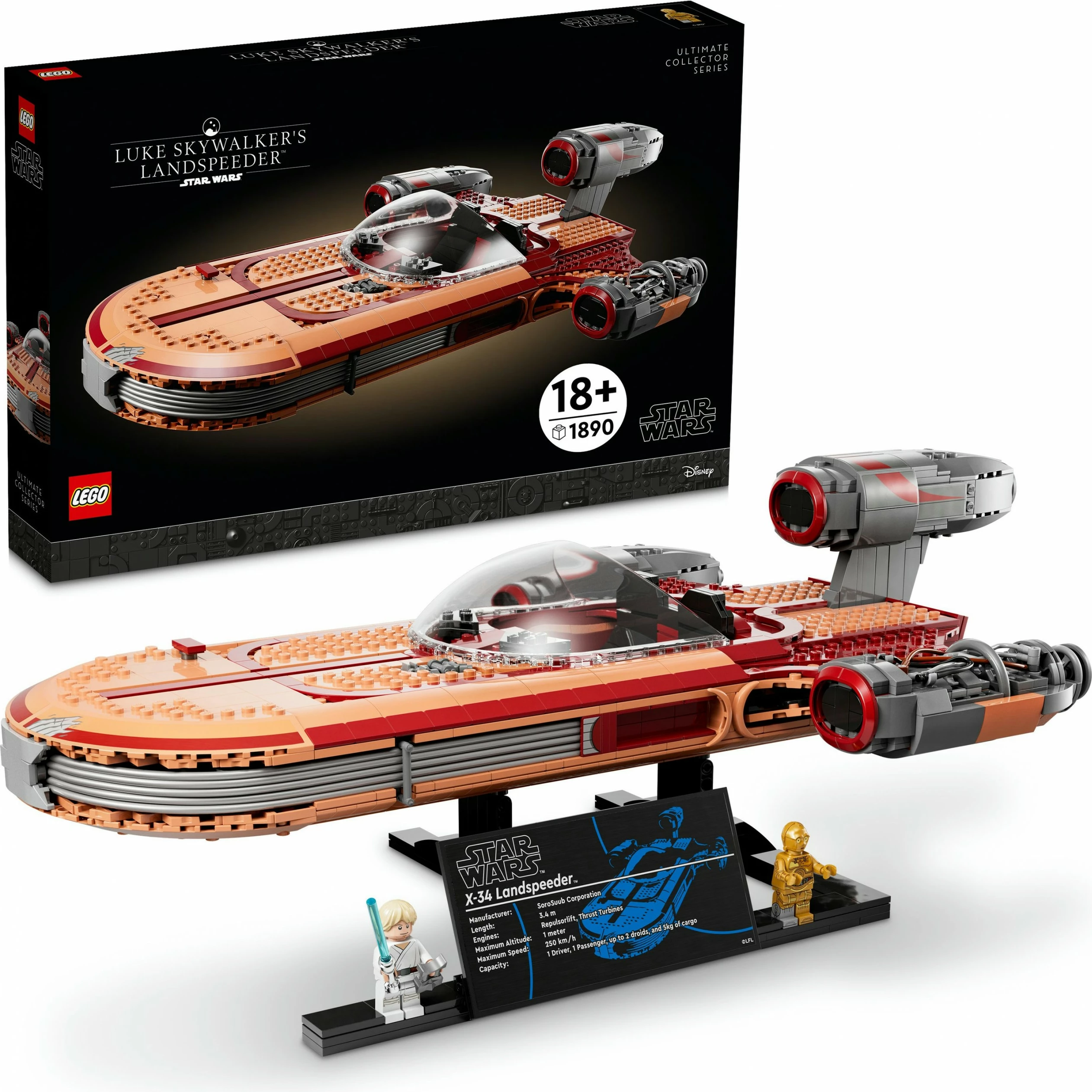 Set LEGO Star Wars Luke Skywalker’s Landspeeder, 1890 pjesë, Multingjyrësh