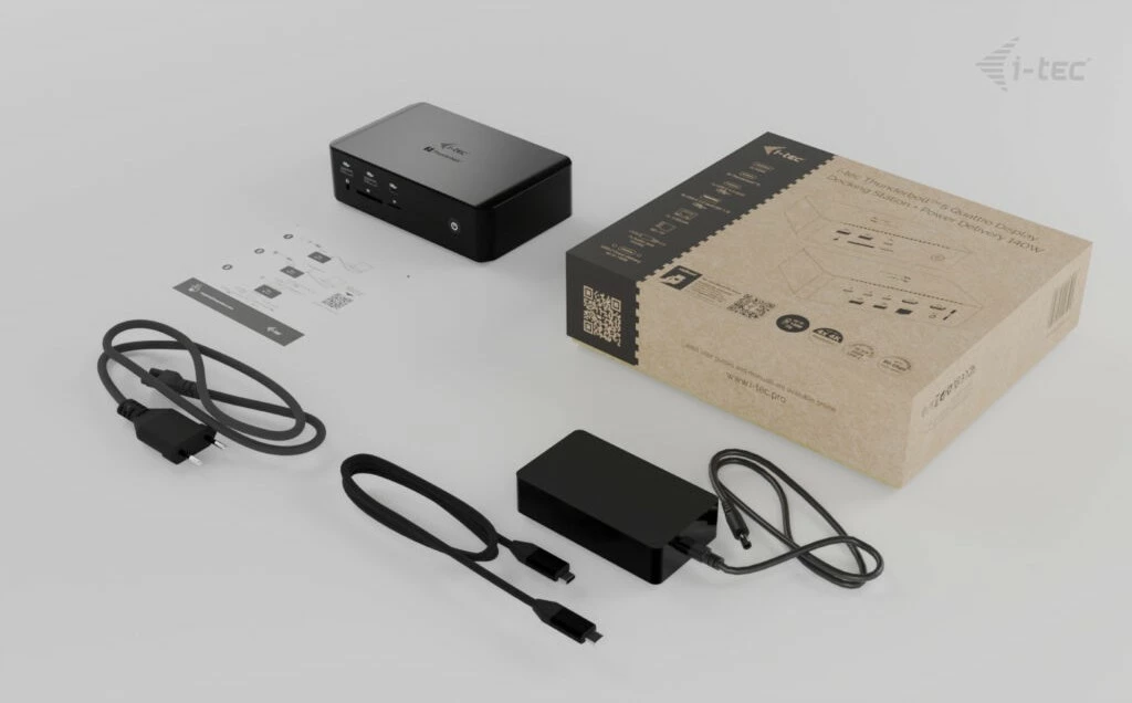 Docking station I-Tec Thunderbolt 5 Quattro Display DS, 2x Thunderbolt 5, 2x HDMI, 2.5G LAN, 140W PD, e zezë