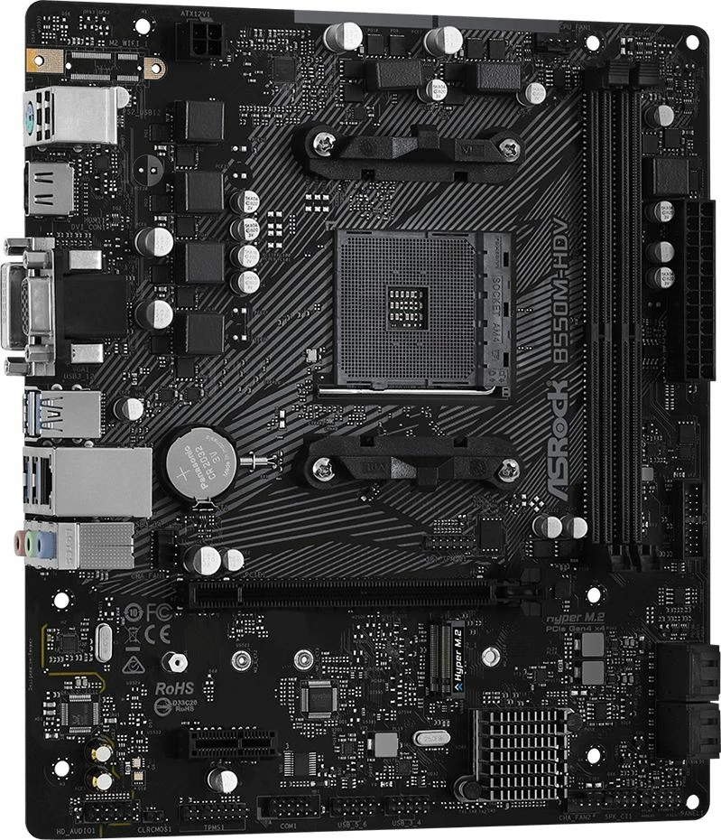 Pllakë amë ASRock B550M-HDV Micro-ATX, Socket AM4, DDR4 64GB, M.2 PCIe 4.0, HDMI/DVI/VGA, e zezë