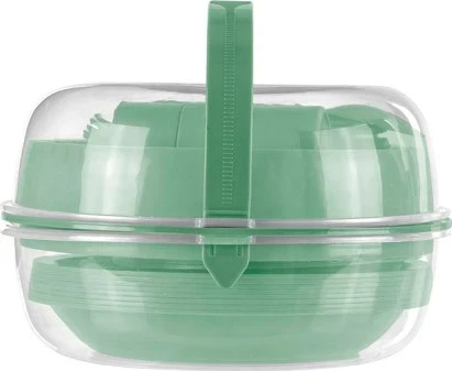 Set kampingu CURVER 262888, enë plastike, formë rrethore, transparent, me dorezë