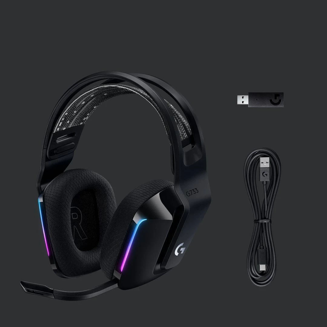 Kufje gaming Logitech G G733 LIGHTSPEED Wireless RGB, të zeza