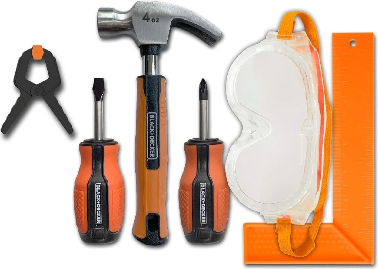 Set veglash për fëmijë Black&Decker ST001-06-BD, 6 copë, 5+ vjeç, portokalli/zi