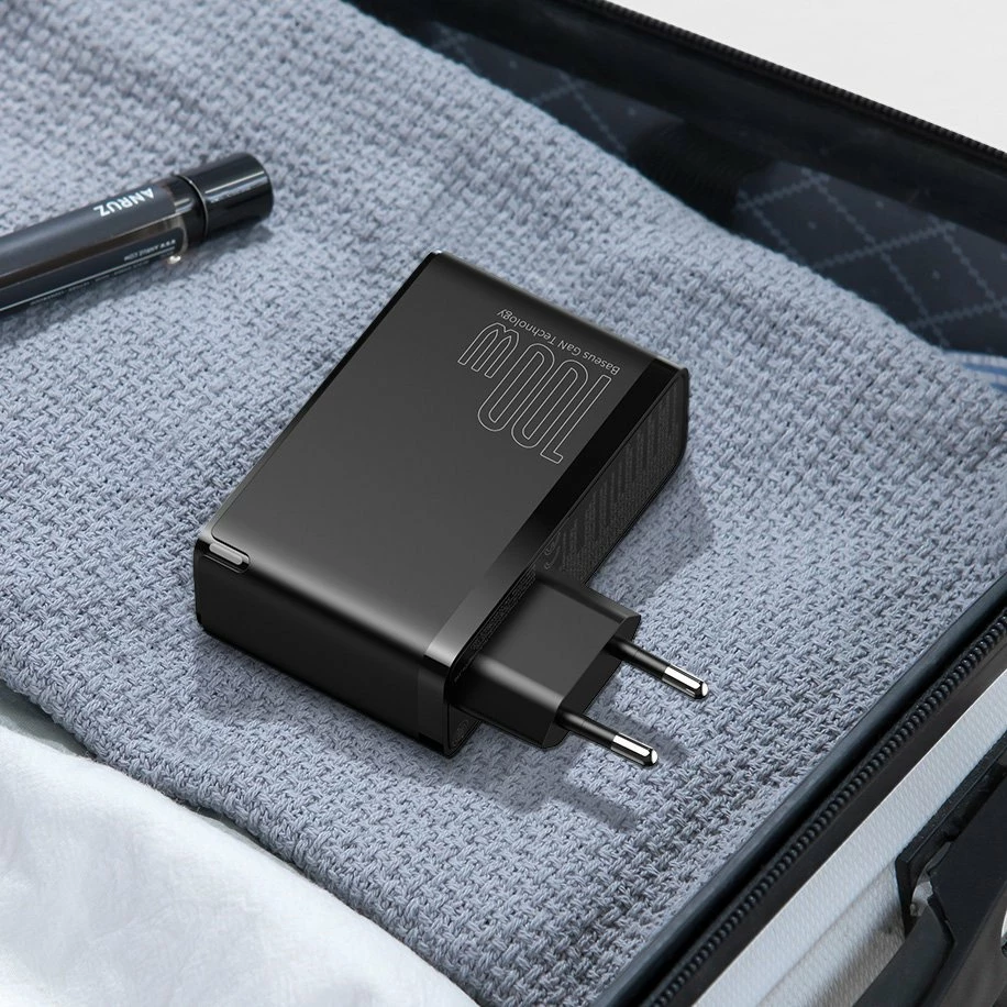 Karikues i shpejtë Baseus GaN2 Pro, 100W, 2x USB-C, 2x USB-A, i zi