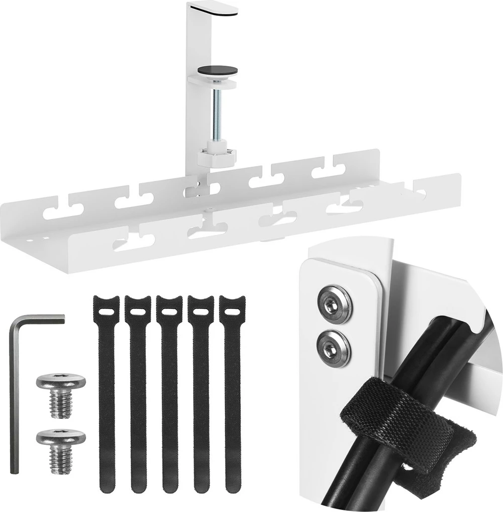 Organizues kabllosh nën tavolinë Maclean MC-105 W, çelik, bardhë