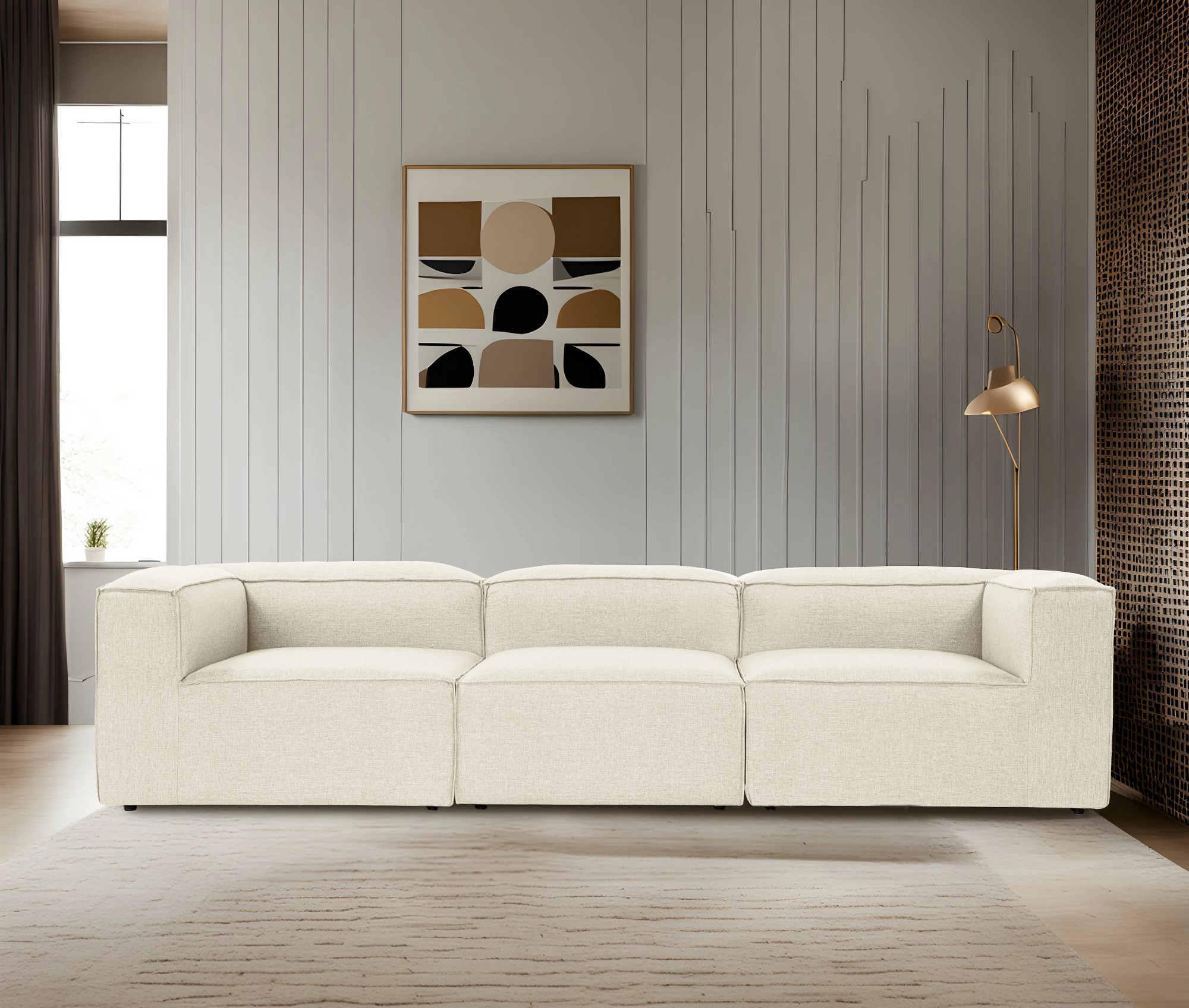 Divan treshe Atelier del Sofa, Fora 3, ngjyrë ecru