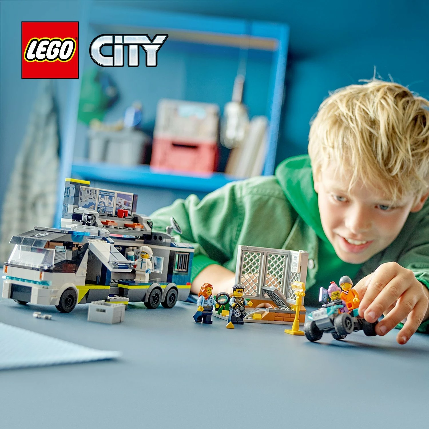 Set ndërtimi LEGO City Police Mobile Crime Lab Truck 674 pjesë, shumëngjyrësh