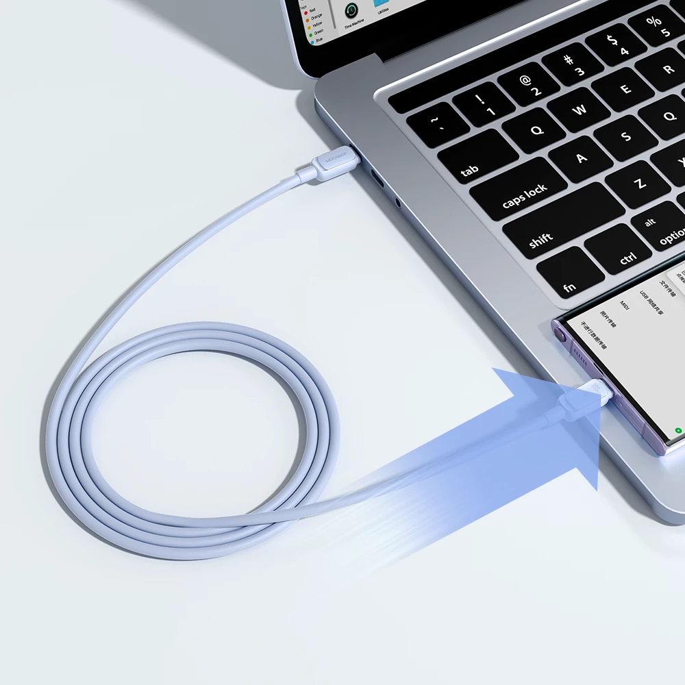Kabllo USB-C në USB-C Joyroom Multi-Color Series A14, 1.2m, 100W, Kaltër