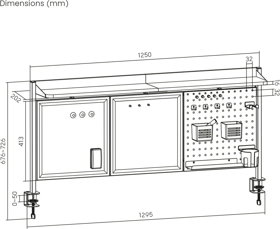 Ndarës tavoline Ergo Office ER-300B me organizator, çelik, i zi