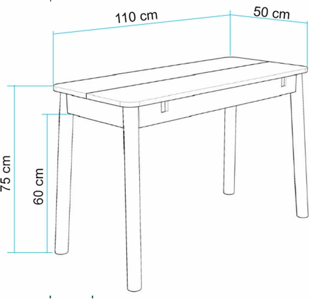 Tavolinë me karrige, zgjatshme, 4 pjesë, ngjyrë lis dhe kaltër e errët, Vina Mini 01 1048