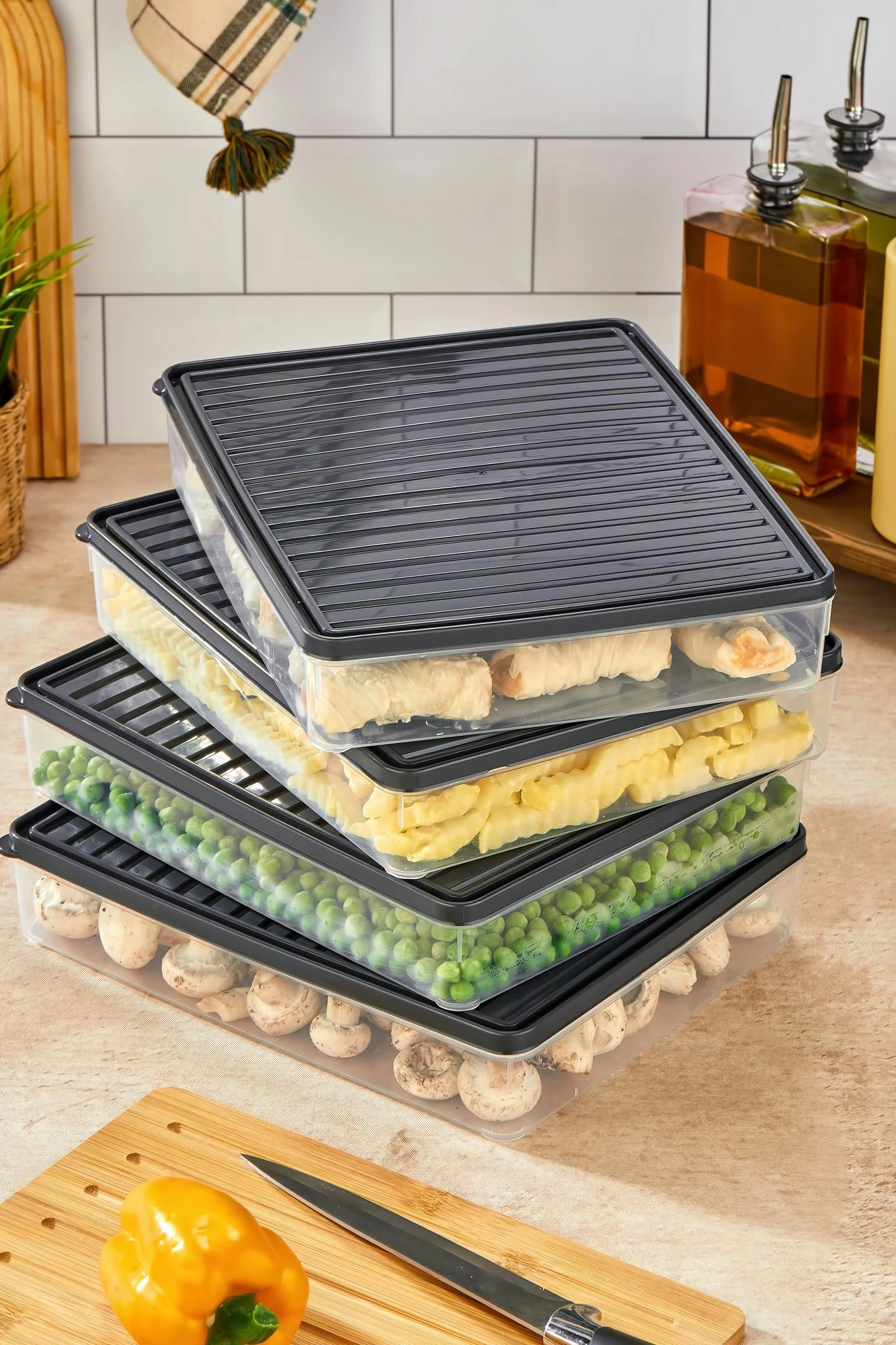 Set kuti plastike për organizim, 4 copë, ngjyrë antracit, VİTABOX4'LÜ-ANTRASİT, 2.8L