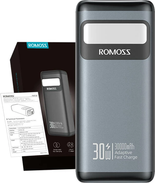 Powerbank Romoss PMT30, 30000mAh, 30W, e zezë