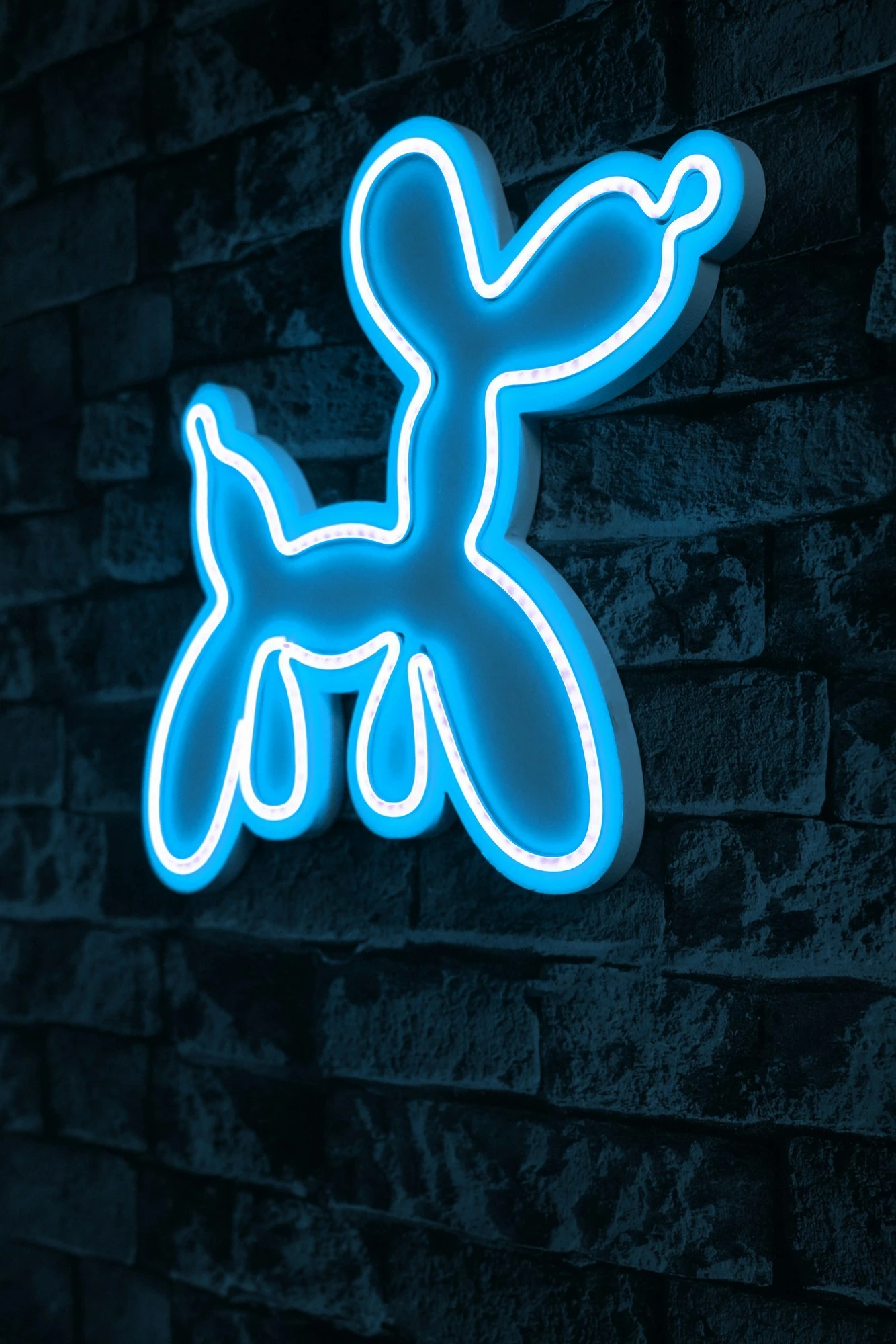 Dekor dritash LED plastike, formë qen balonë, ngjyrë e kaltër, 35x31x3cm