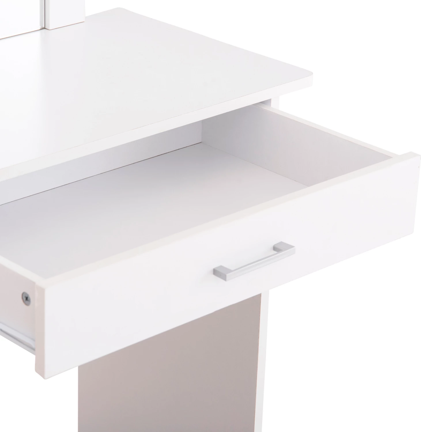 Set tavoline tualeti me pasqyrë dhe karrige CRYSTEL FH9938.01 melaminë e bardhë 74x39x155H cm.