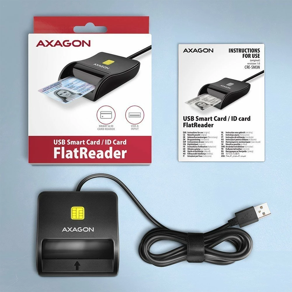 Lexues kartele Smart/ID Axagon CRE-SM3N USB 2.0, i zi