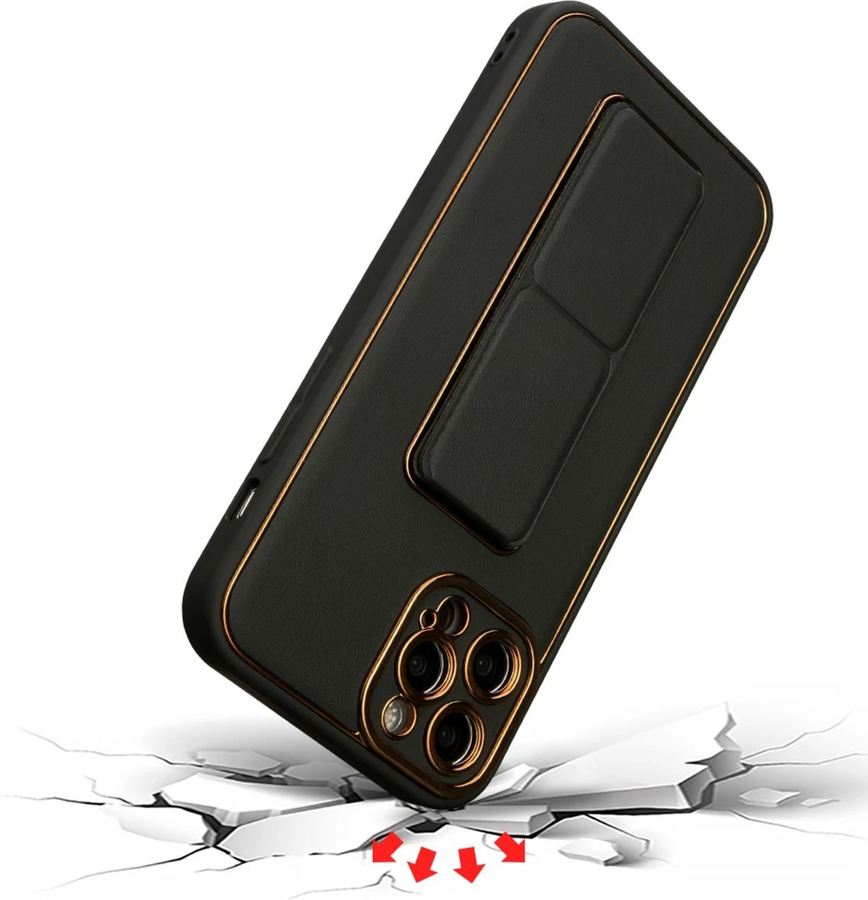 Mbështjellës Hurtel Kickstand Case për Samsung Galaxy A12 5G, silikon, me mbajtëse, zi